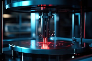 Advanced technology in action during a high-tech manufacturing process in a workshop