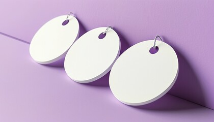 mockup Minimalist white tags on purple background with copy space