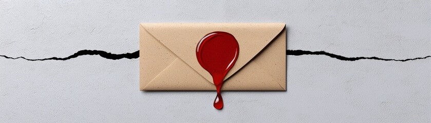 Blood Dripping from a Brown Envelope on a Cracked Wall Background