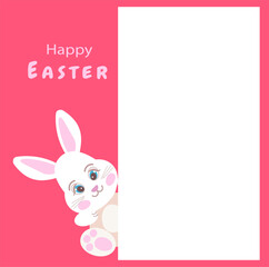 happy easter  concept empty, rabbit card, bunny poster, pink, easter bunny card