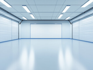 Fototapeta premium Expansive Garage Interior Mockup Featuring Blank Tool Inventory Layout for Automotive and Storage Design Projects
