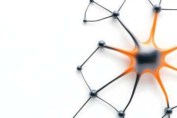 Obraz premium Abstract Representation of Neuron Structure with Bright Orange Elements