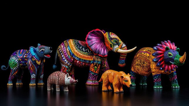 Vibrant Alebrijes: A Colorful Collection of Hand-Carved Animal Figurines
