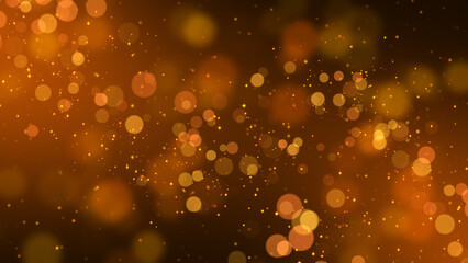 abstract golden bokeh lights and glitter stars background, gold shiny particles luxury new year and christmas design element	