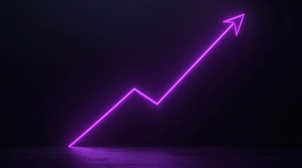 Glowing purple arrow pointing upward on dark background.