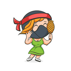 Illustration of a ninja girl in a cute cartoon style.