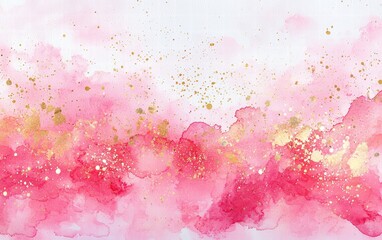 Obraz premium Elegant light pink watercolor wash background with subtle golden sparkles for valentines day