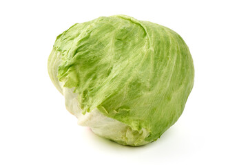 Obraz premium Fresh iceberg lettuce isolated on white background.