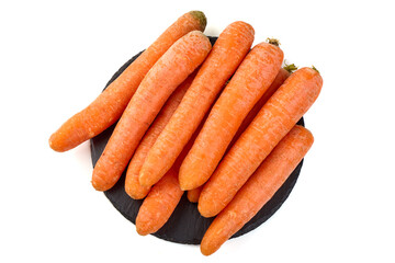 Fresh whole carrots isolated on white background.