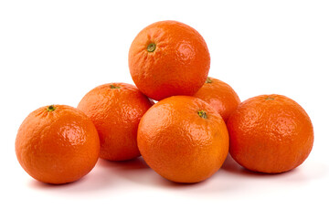 Fresh tangerines, isolated on white background.