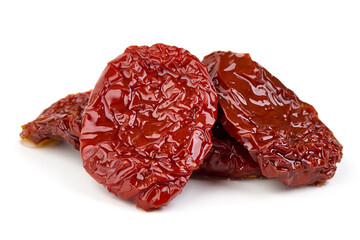 Sun-dried tomatoes isolated on white background.