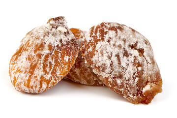 Dried figs, close-up, isolated on white background.