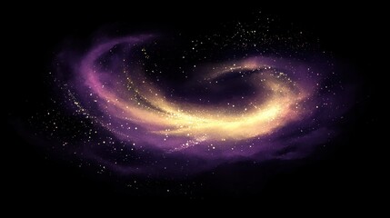 Fototapeta premium Swirling cosmic nebula with purple and gold hues.