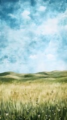 Obraz premium Serene Summer Wheat Field Under a Vast Sky