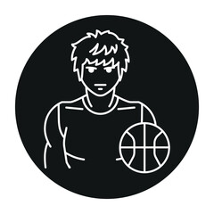 Sports genre of manga color line icon. Character in anime style.
