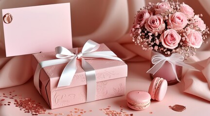 Elegant Pink-Themed Gift Presentation  .