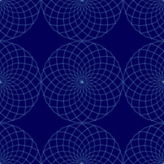 Blue pattern of circles. The circles are blue and are arranged in a grid