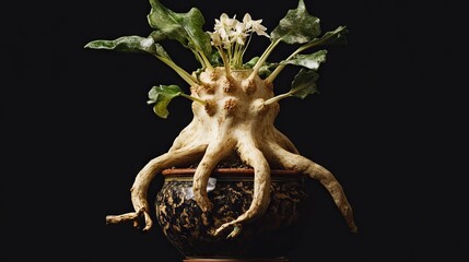 Obraz premium Flowering mandrake in a pot 