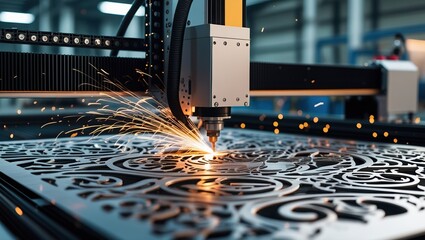 Laser Cutter Engraving Intricate Patterns on Metal