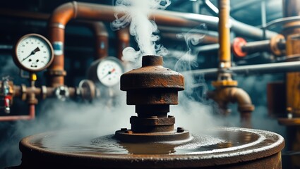 Steam Emitting Industrial Valve and Piping System