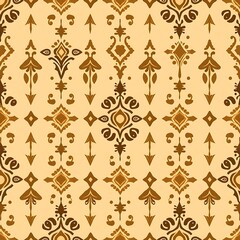 Bohemian Chic:  Intricate and vibrant, this seamless pattern features a mesmerizing blend of geometric and floral motifs in warm, earthy tones.