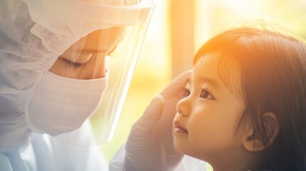 Pediatric hospital ward featuring dedicated medical professionals in protective gear, emphasizing compassionate care and safety in healthcare environments.