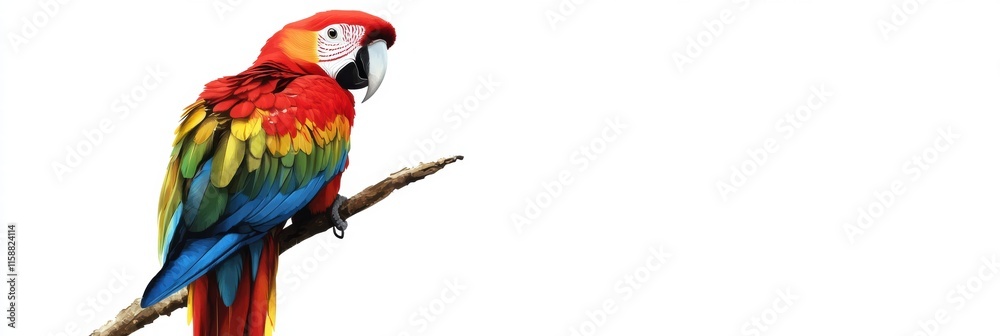 Leinwandbilder bright parrot perched on a branch with copy space for text and mock up design. generative ai