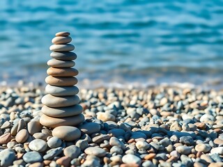 stack of stones on the beach