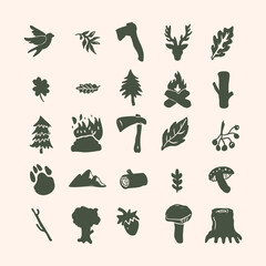 outdoor adventure hand drawn design element collection