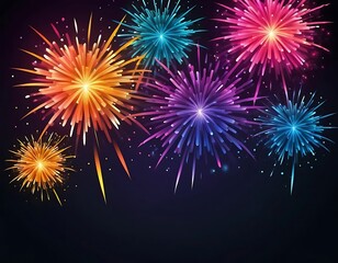 Fototapeta premium Colorful Fireworks Exploding In Night Sky