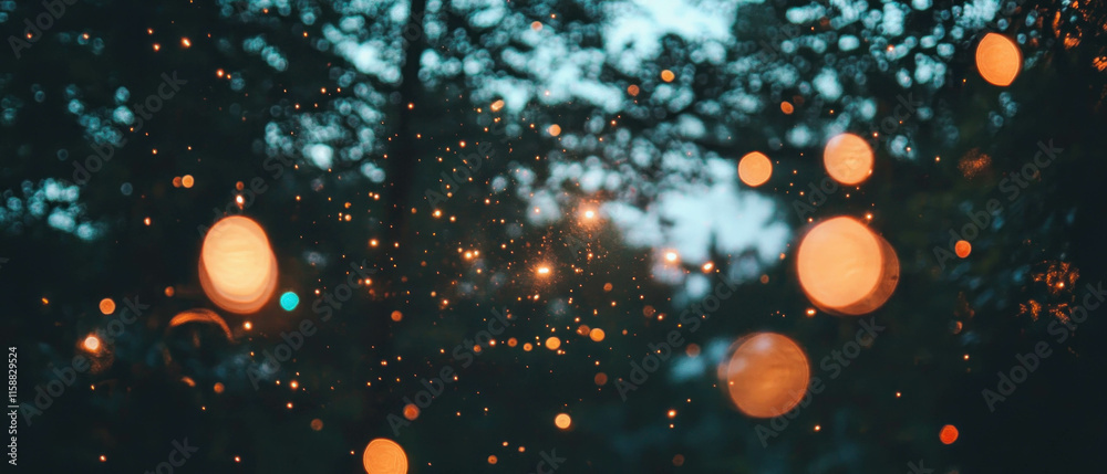 Poster glimmering fairy lights texture creating a magical atmosphere for celebrations and events