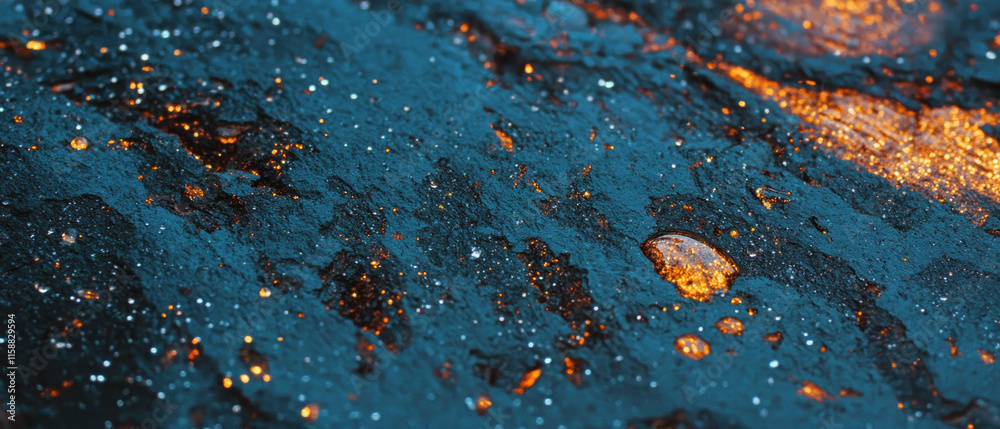 Aufkleber glistening raindrops create a mesmerizing texture on a dark surface
