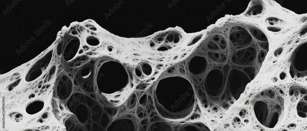 Poster Intricate fractal overlay texture with organic patterns in monochrome design