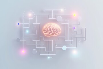 Minimalist Logic Concept with Brain and Abstract Circuit Design for Modern Magazine