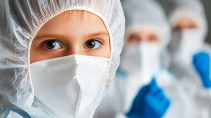 Pediatric hospital ward featuring dedicated medical professionals in protective gear, emphasizing compassionate care and safety in healthcare environments.