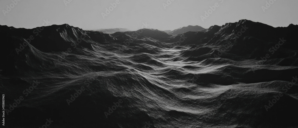 Poster Subtle grainy overlay texture depicting a serene landscape with undulating hills and gentle slopes