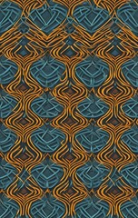 Abstract teal and orange interwoven pattern design