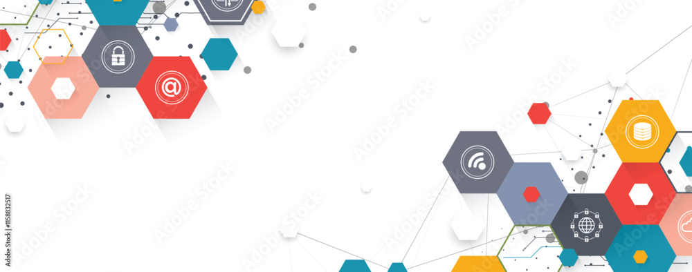 Poster Geometric hexagon abstract background with simple polygonal elements