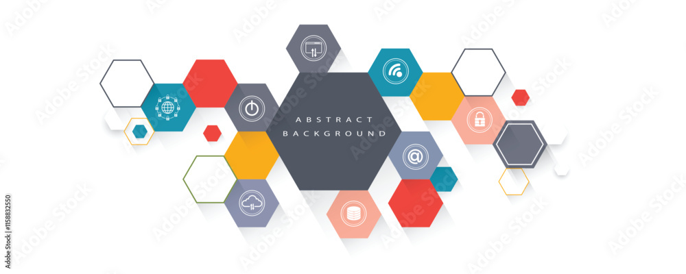 Poster Geometric hexagon abstract background with simple polygonal elements