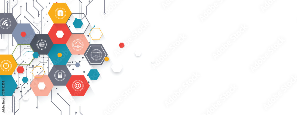 Poster Geometric hexagon abstract background with simple polygonal elements