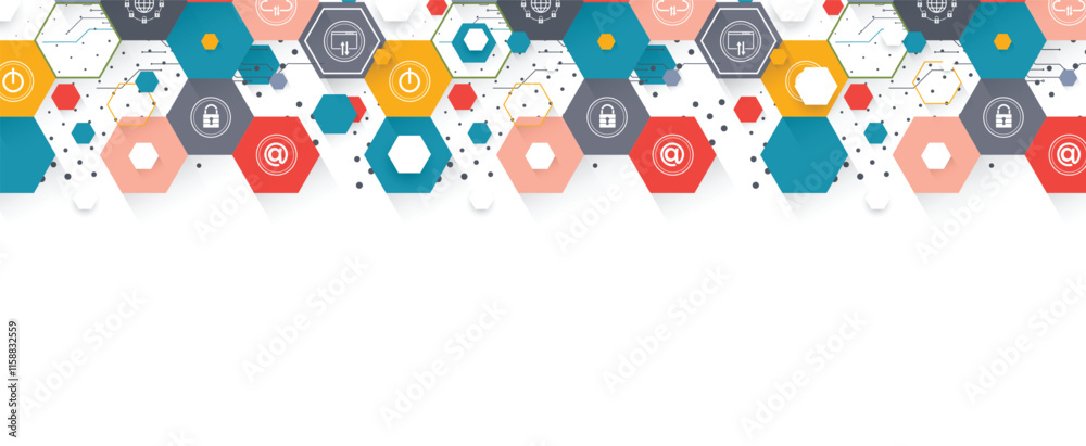 Poster Geometric hexagon abstract background with simple polygonal elements