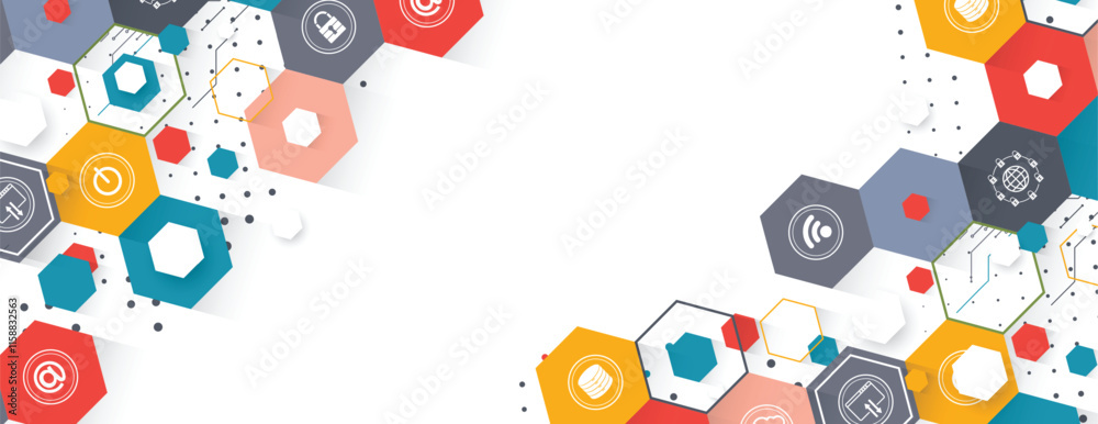 Fototapete Geometric hexagon abstract background with simple polygonal elements
