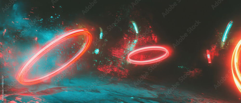 Aufkleber Vibrant neon light overlay texture creating a dynamic visual experience