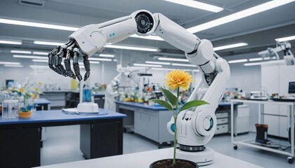 robot arm handling a rose