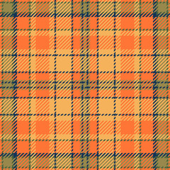 Sale check pattern vector, geometrical textile texture seamless. Clothing fabric background tartan plaid in orange peel and orange colors.