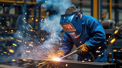 MIG Welder in Action Creating Metal Structures