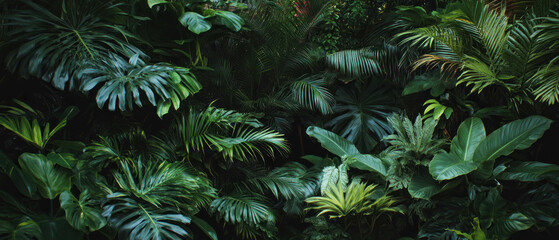 Fototapeta premium Cinematic view of a vibrant tropical rainforest canopy from above during daylight hours