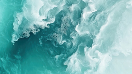 Obraz premium A soft watercolor texture, vivid shades of turquoise and mint blending seamlessly, subtle cloud-like forms