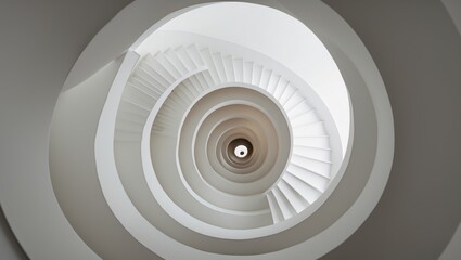 Obraz premium White Spiral Staircase from Above - Modern Architecture