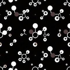 Abstract Molecular Pattern:  A captivating seamless pattern of stylized molecules in a minimalist style.